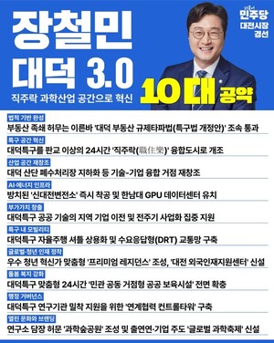 장철민 대전시장 예비후보, ‘대덕 3.0: 직주락(職住樂) 과학산업 공간으로 혁신’ 10대 공약
